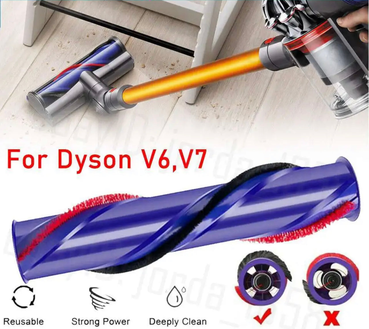 DYSON compatible V7 V6 Cordless Vacuum Cleaner Brushroll Head Brush Bar Roller 240mm
