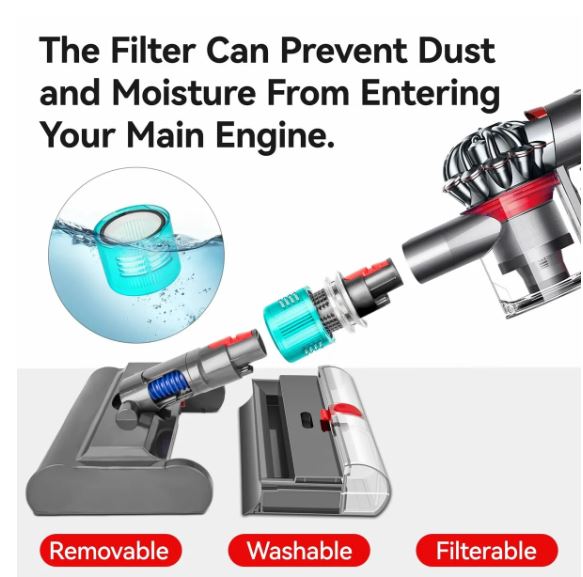 Electric Wet Dry Mopping Head Soft Brush Compatible With Dyson V7 V8 V10 V11 V15 Floor Scrubber With WaterTank