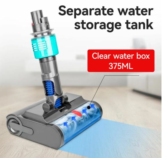 Electric Wet Dry Mopping Head Soft Brush Compatible With Dyson V7 V8 V10 V11 V15 Floor Scrubber With WaterTank