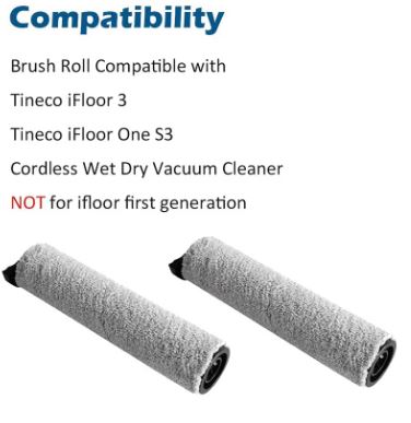 Tineco IFloor S3 - 2 Pack Replacement Brush Roller - Wet Dry Cordless Vacuum Cleaner