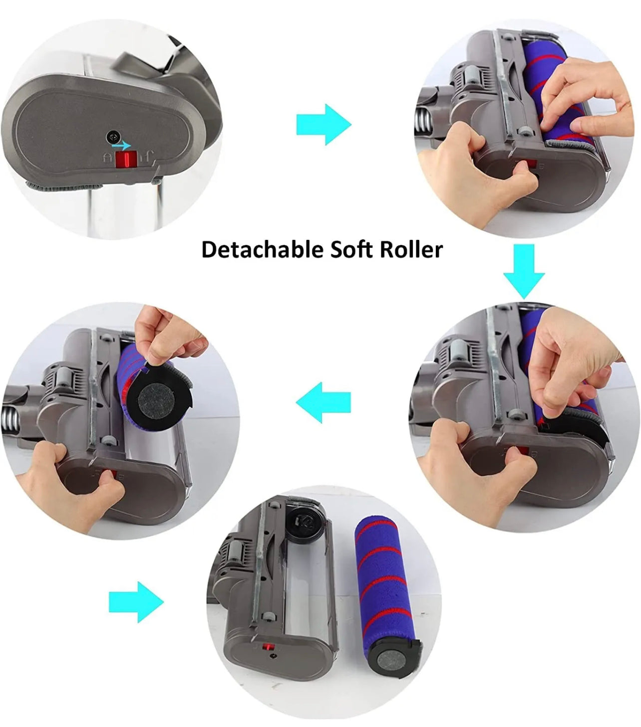 For Dyson Compatible V7 V8 V10 V11 V12 V15 soft roll hard floor head LED lights